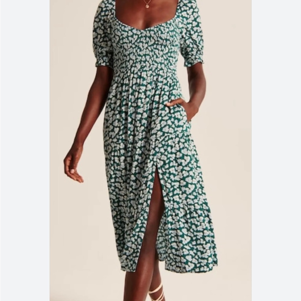 Abercrombie Floral Green Tiered Maxi Dress - Size XXS (Fits XS)